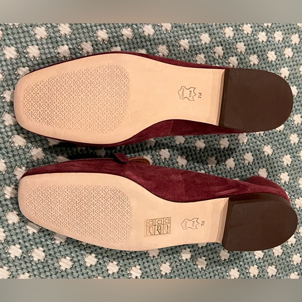 New Tory Burch Metal Miller Burgundy Suede Driver Loafer Size 7 - Picture 2 of 4